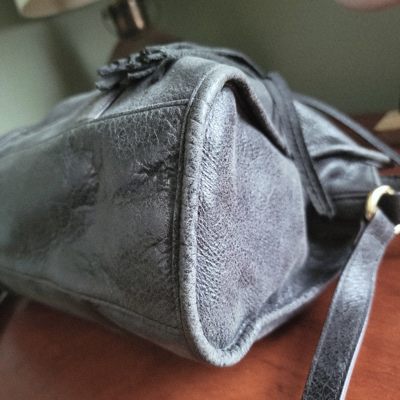 Aimee Kestenberg Heston Satchel Charcoal Gray Washed Nubuck Leather Bag - Picture 10 of 15